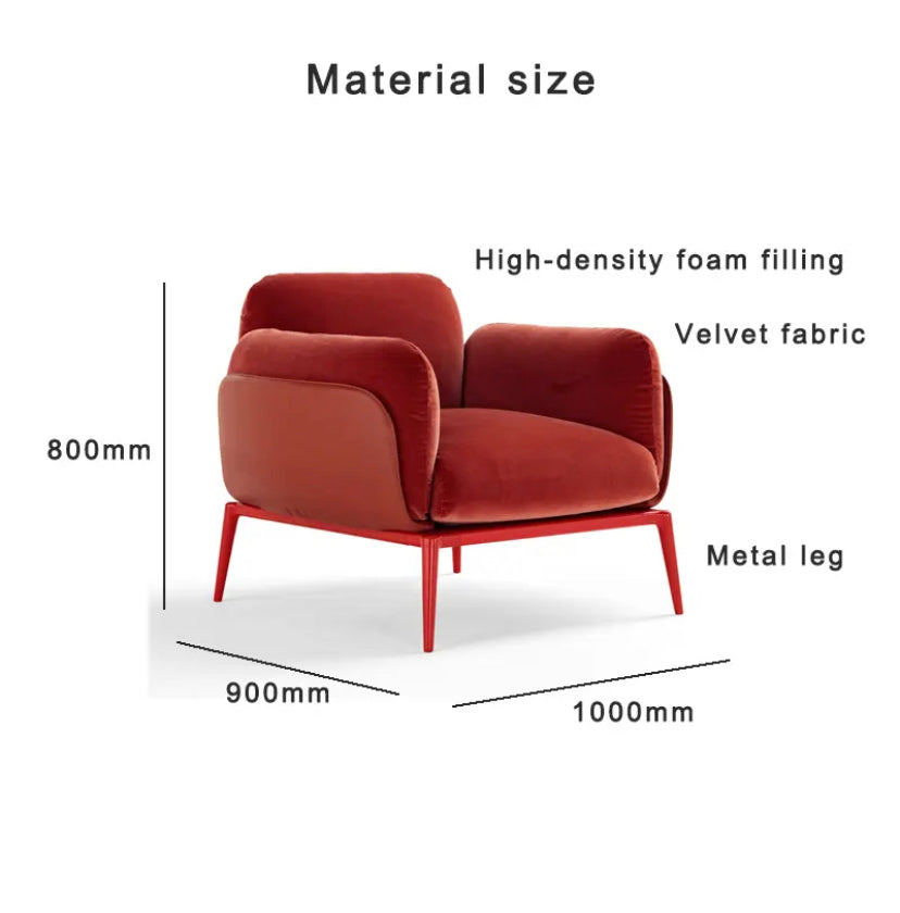 Arm Chair Luxury Red Velvet Modern Office Salon Sofa Chair