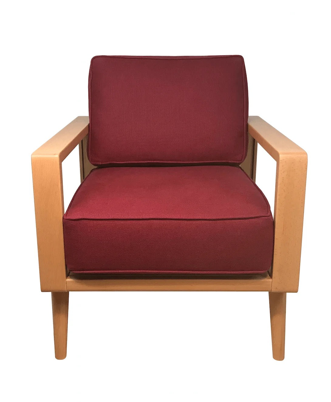 Arm Chair Interlaced Circles Mid Century Luxury Red Velvet Wooden Cushion Armchair