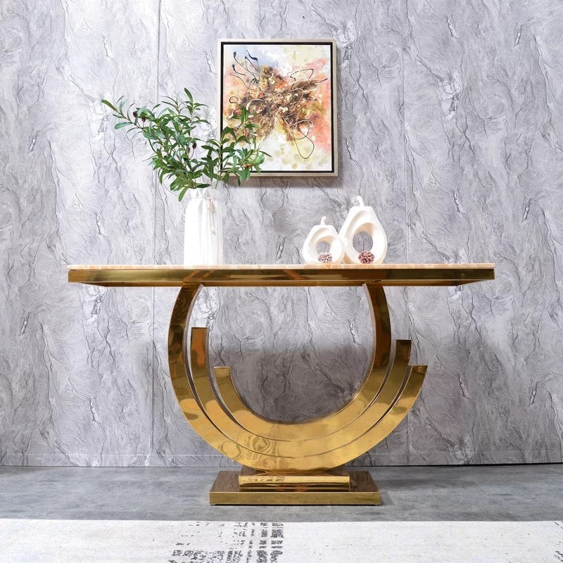 Console Modern Luxury Gold Black Silver Marble Hallway Console Table