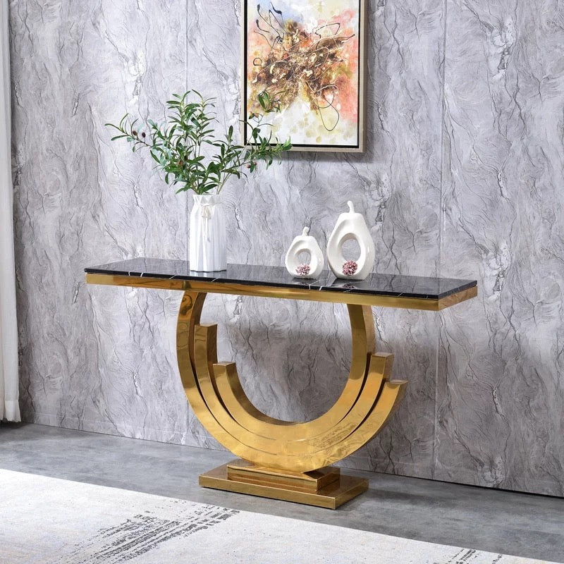 Console Modern Luxury Gold Black Silver Marble Hallway Console Table