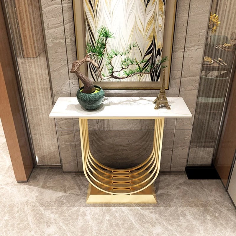 Console Gold Marble Luxury Hallway Wall Table