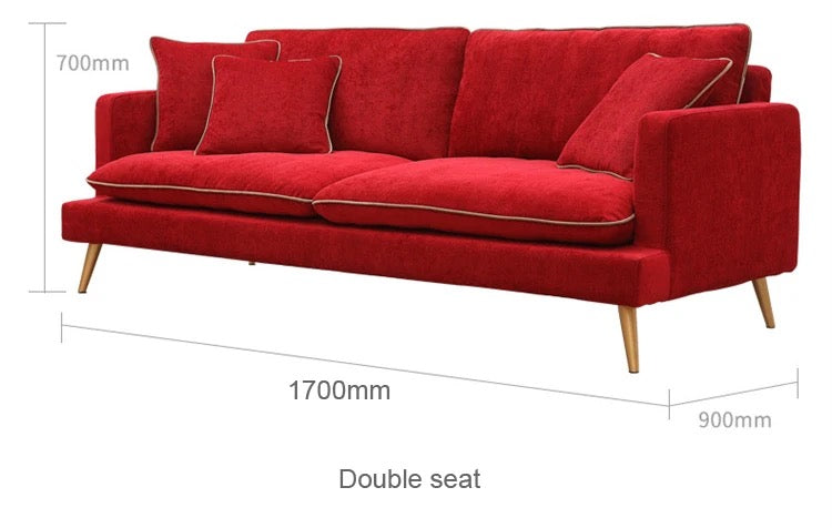 2 Seater Sofa Home Office Nordic Simple Design Velvet Fabric Lazy Red Sofa