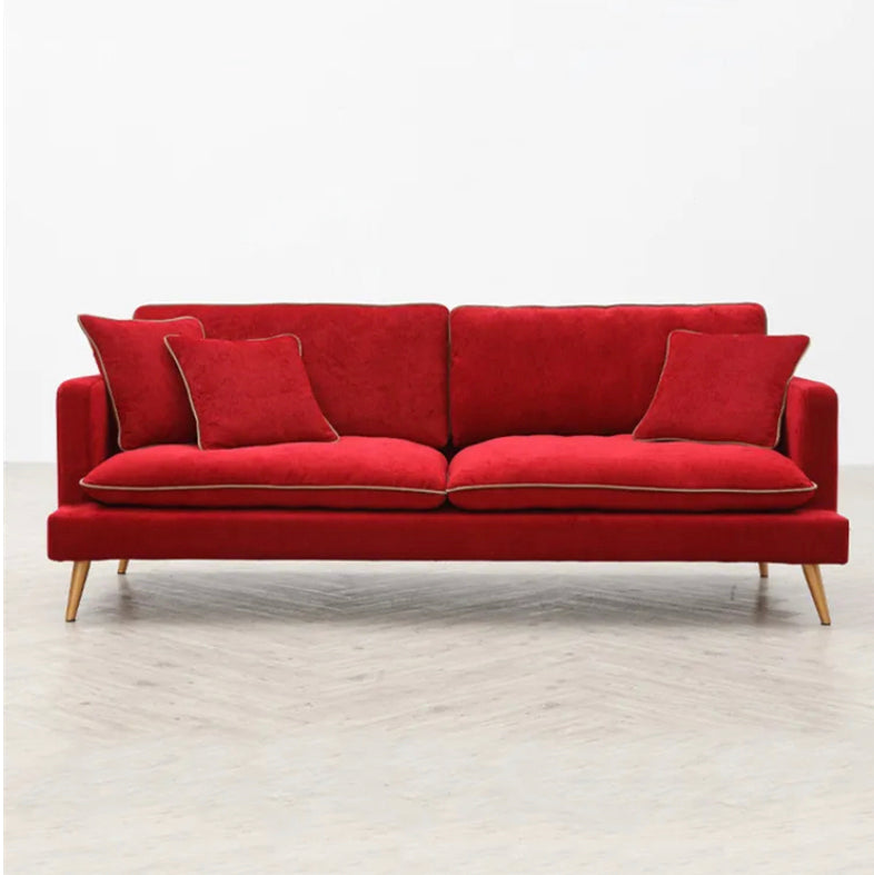 2 Seater Sofa Home Office Nordic Simple Design Velvet Fabric Lazy Red Sofa