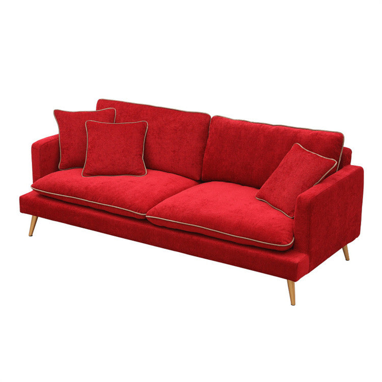 2 Seater Sofa Home Office Nordic Simple Design Velvet Fabric Lazy Red Sofa