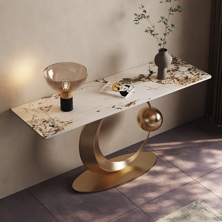 Console Table Marble Gold Stainless Steel Luxury Modern Hallway Table