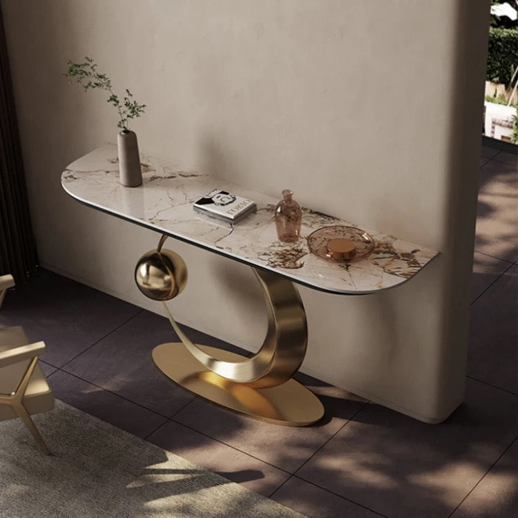 Console Table Marble Gold Stainless Steel Luxury Modern Hallway Table