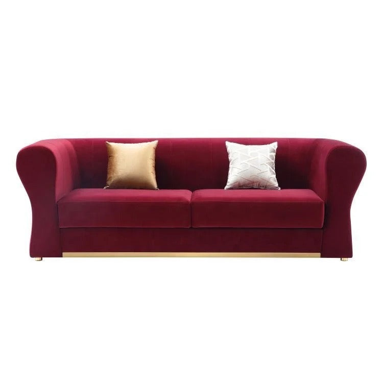 3 Seater Sofa Luxury Living Room Lounge Red Velvet Couches