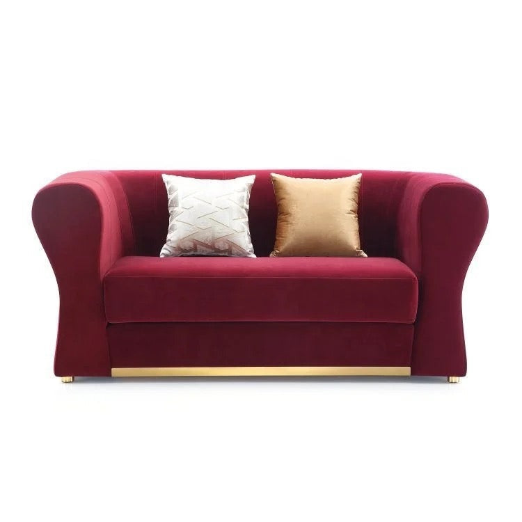 3 Seater Sofa Luxury Living Room Lounge Red Velvet Couches