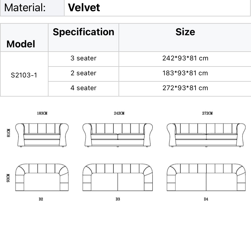 1 Seater Sofa Luxury Living Room Lounge Red Velvet Couches