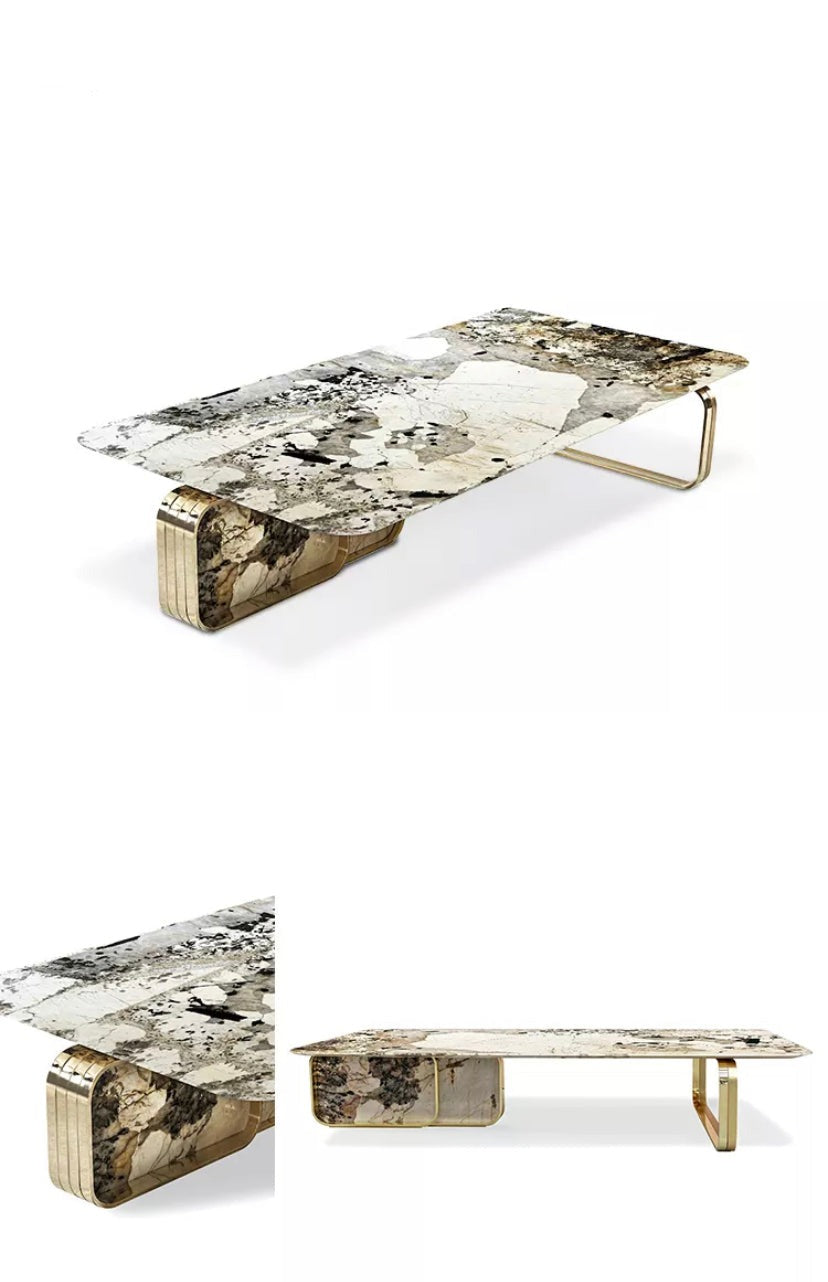 Coffee Table Italian Design High Quality Stainless Steel Luxury Nature Marble Table 