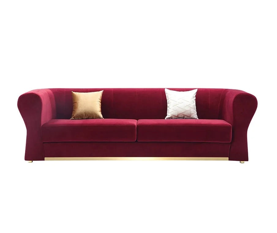 3 Seater Sofa Luxury Living Room Lounge Red Velvet Couches