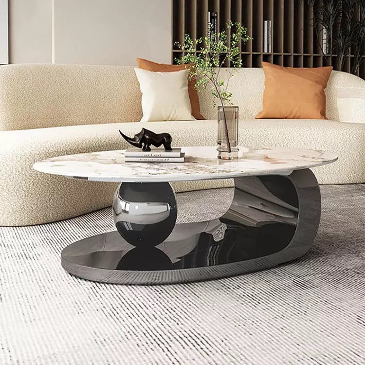 Coffee Table Living Room Furniture Marble Top Center Oval Table