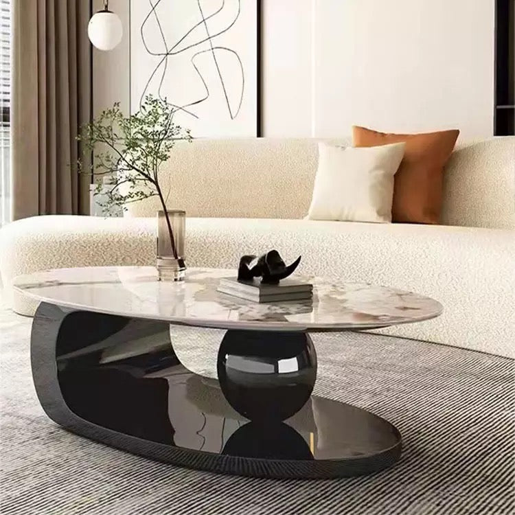 Coffee Table Living Room Furniture Marble Top Center Oval Table