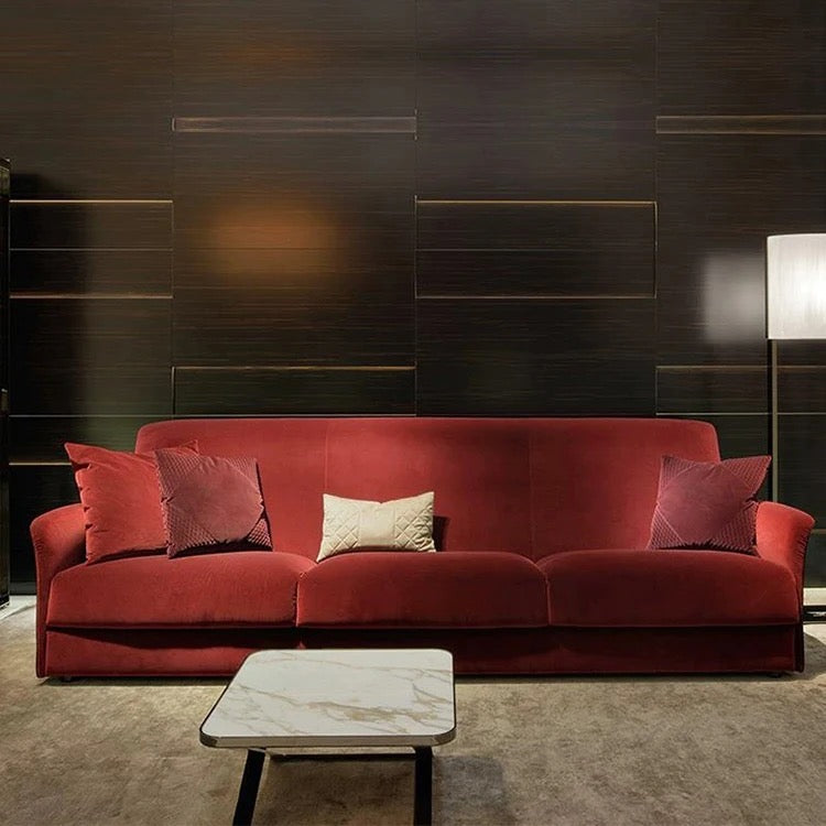 3 Seater Red Velvet Sofa Living Room Estilo European Luxury Furniture 