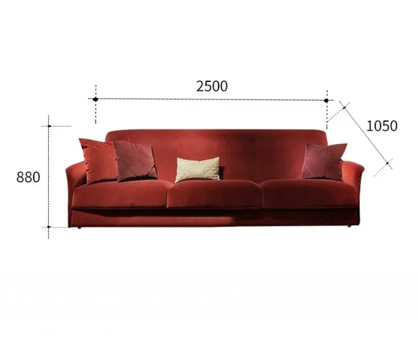 3 Seater Red Velvet Sofa Living Room Estilo European Luxury Furniture 