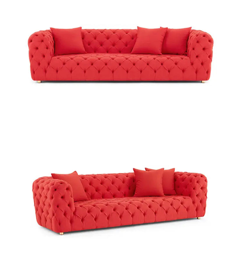 Chesterfield Sofa Salon 4 Seater Red Velvet Sofa