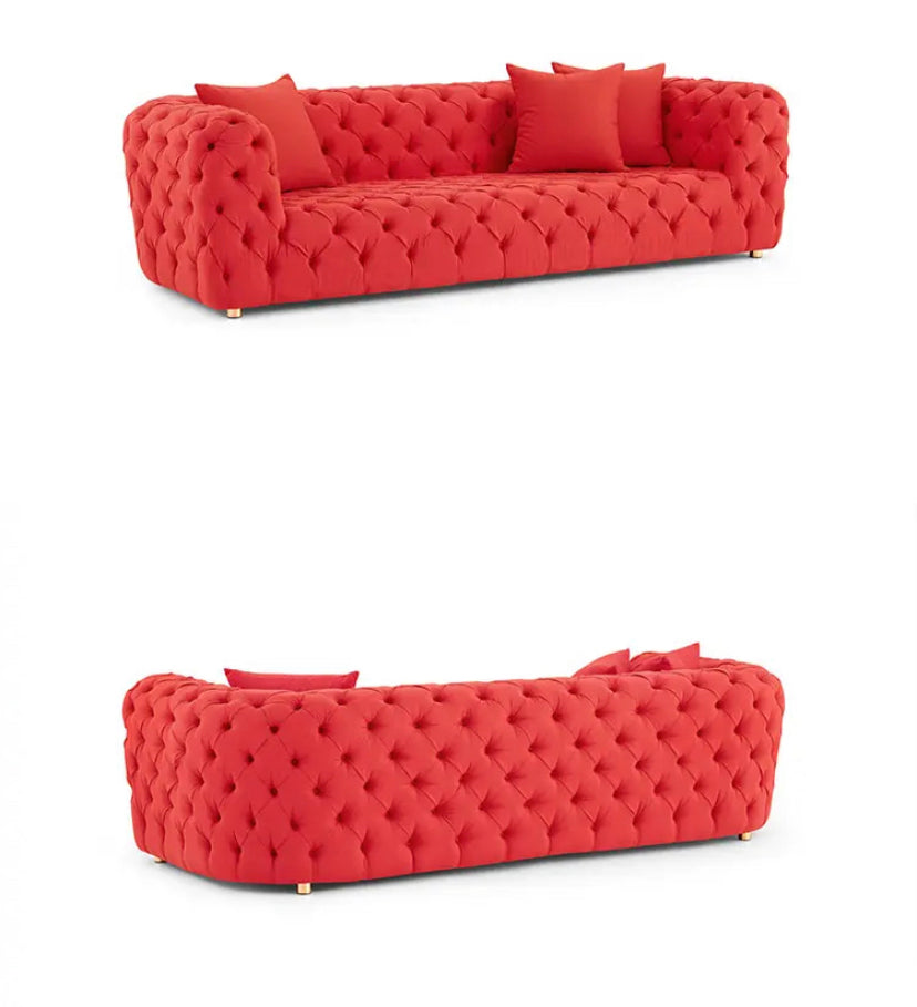 Chesterfield Sofa Salon 4 Seater Red Velvet Sofa