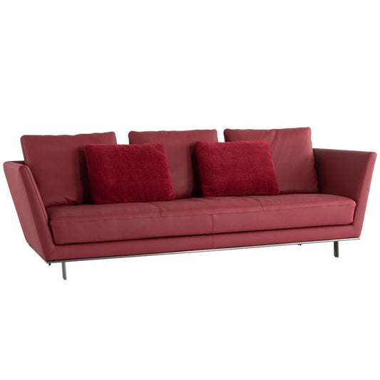 3 Seater Italian Modern Sofa Living Room Simple Design Red Fabric Sofa