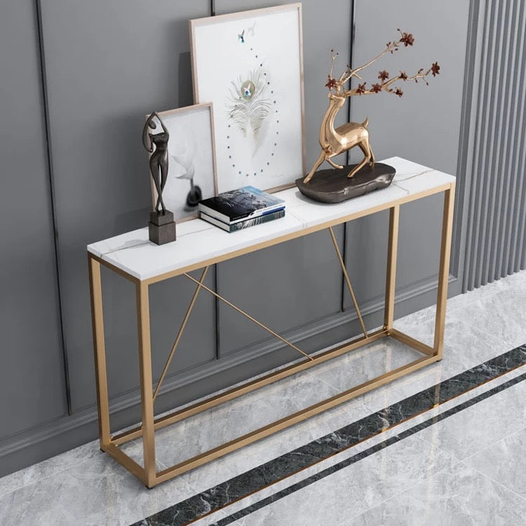 Console Table Light Luxury Marble Gold Hallway Entryway Furniture Table 