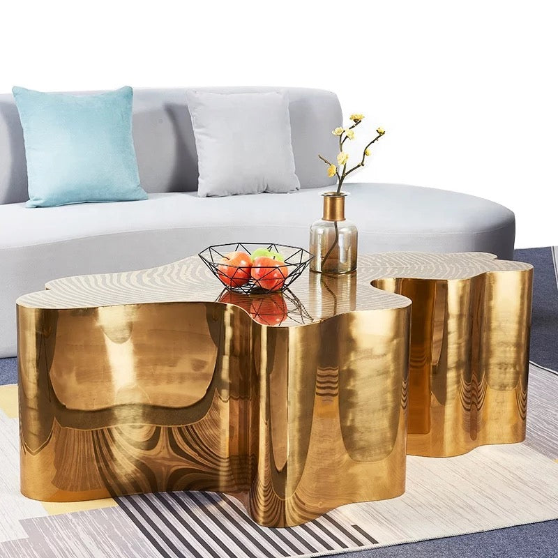 Coffee Tables Irregular Tree Trunk Shape Gold Stainless Steel Center Table