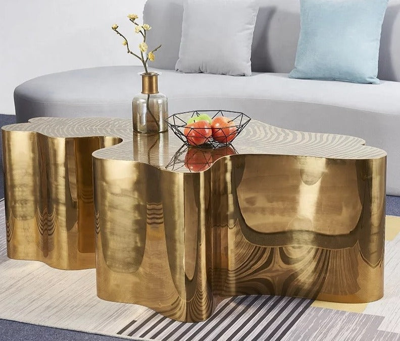 Coffee Tables Irregular Tree Trunk Shape Gold Stainless Steel Center Table