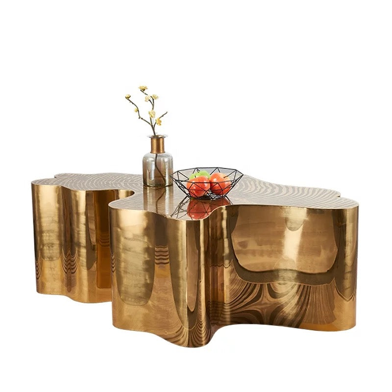 Coffee Tables Irregular Tree Trunk Shape Gold Stainless Steel Center Table