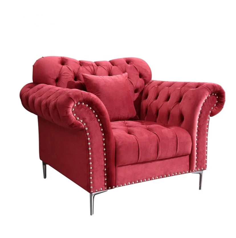 American Style Eed Sofa Set 7 Seater Living Room Chesterfield Velvet Sofa