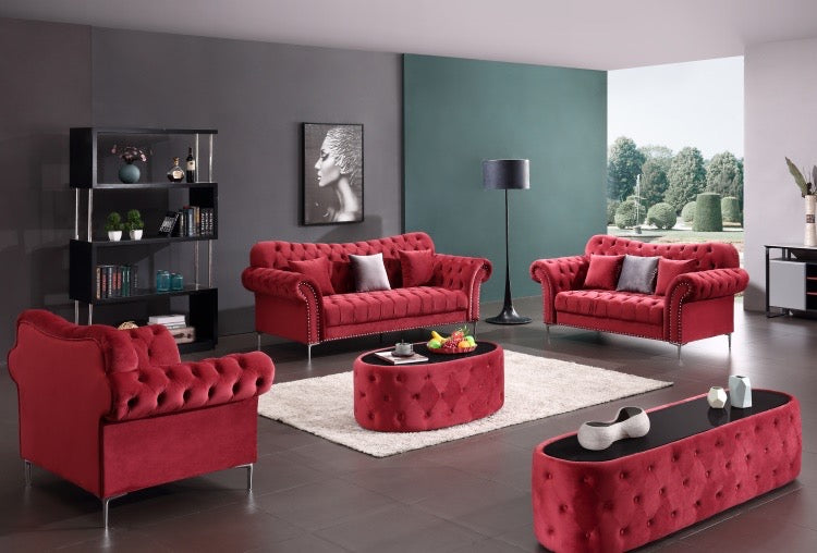 American Style Eed Sofa Set 7 Seater Living Room Chesterfield Velvet Sofa