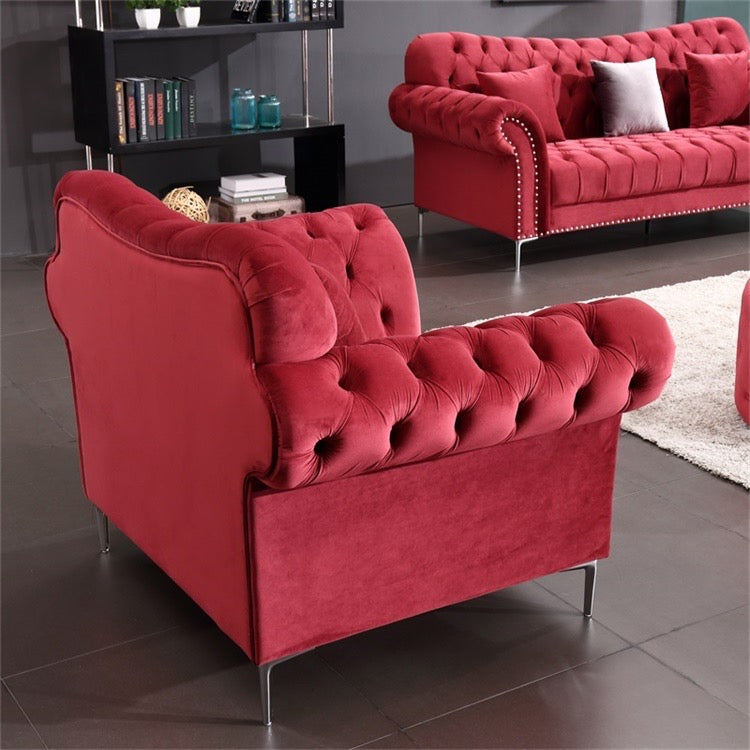 American Style Eed Sofa Set 7 Seater Living Room Chesterfield Velvet Sofa