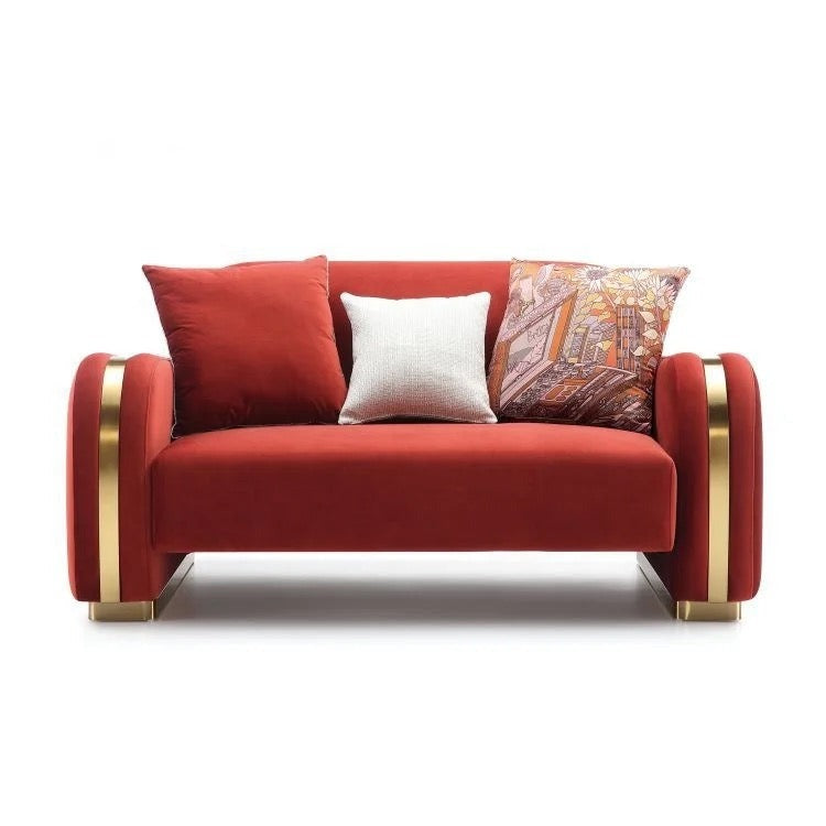 Living Room Furniture Red Velvet 3+2+1 Sofa Set