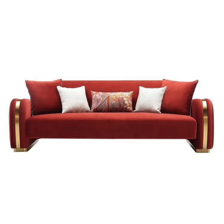 Living Room Furniture Red Velvet 3+2+1 Sofa Set