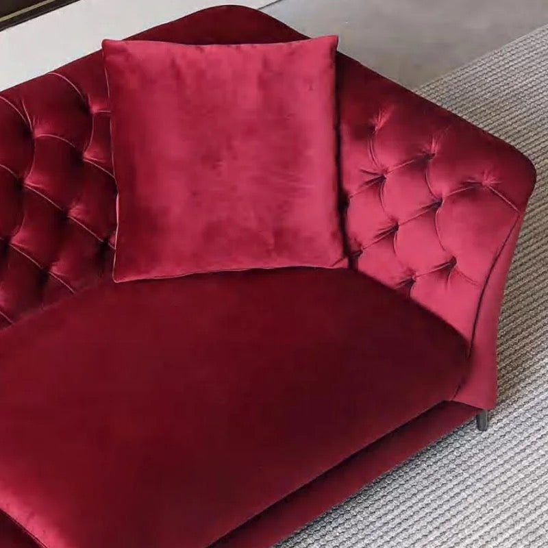 3 Seater Red Velvet Chesterfield Sofa Living Room Salon Luxury Furniture