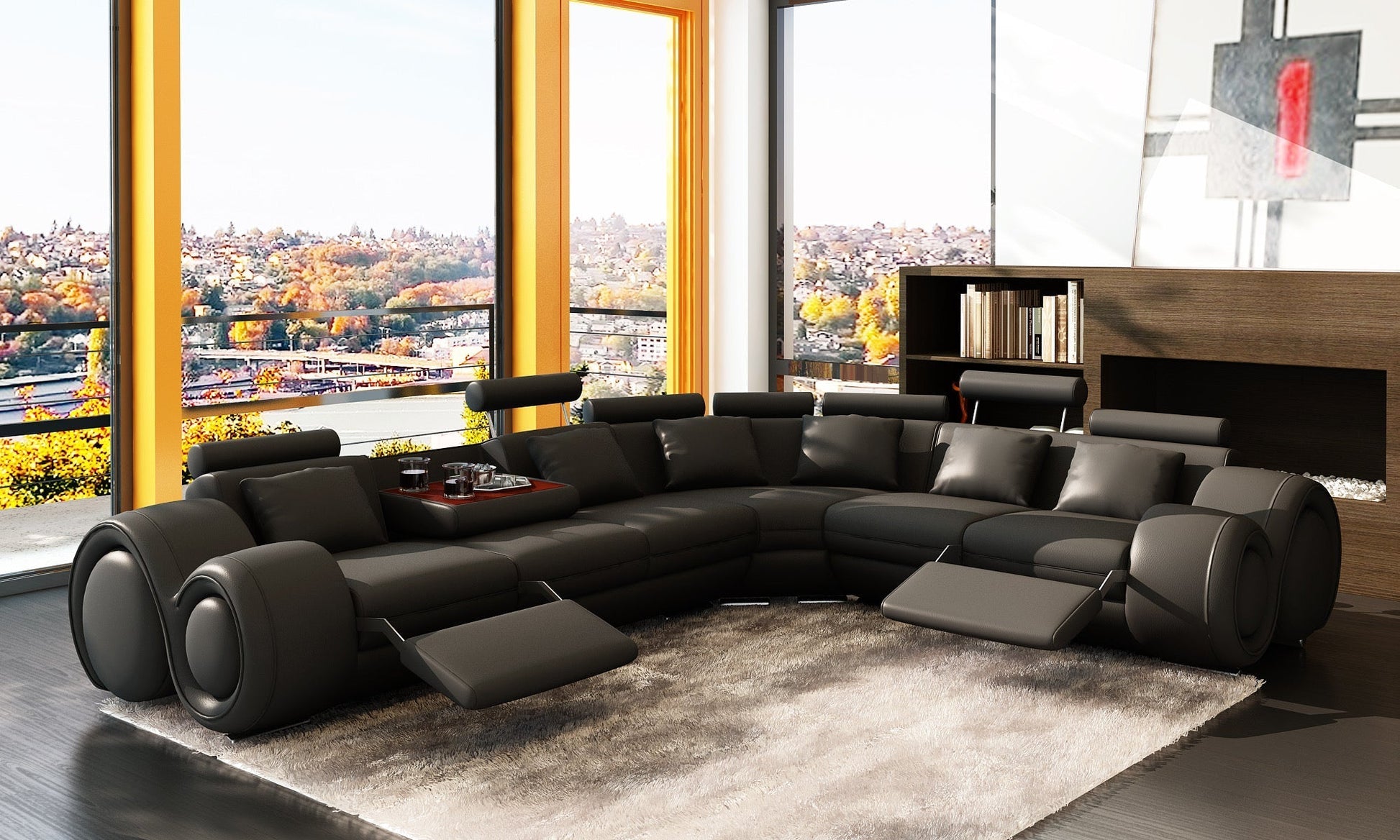 L Shaped Sofa Modern Environmentally Friendly Couch Living Room Sectional Leather Sofas