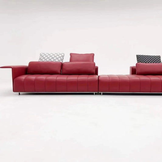 Red Leather Modular Sectional Sofa Living Room Salon Modern Luxury Furnitures