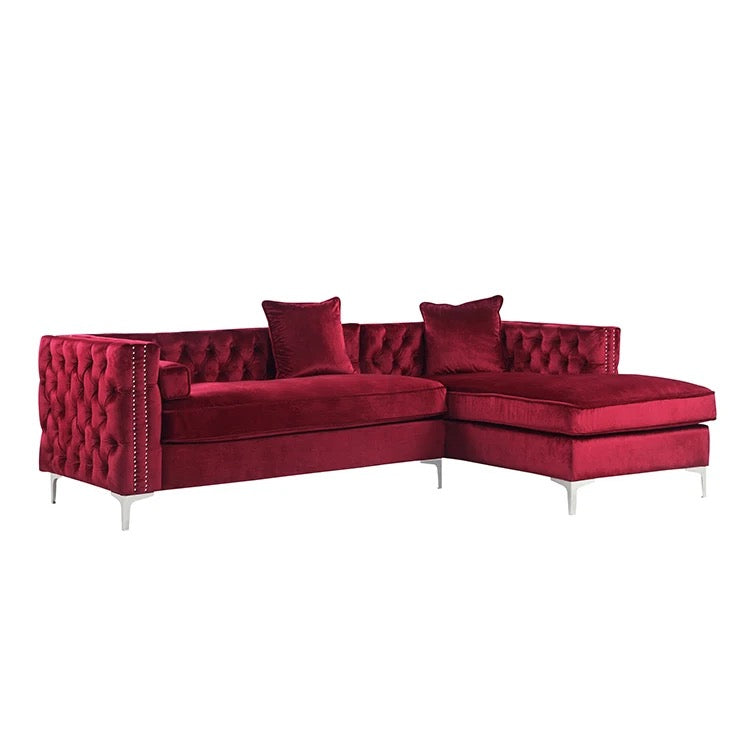 L Shaped Velvet Sofa 4 Seater Right Facing Sectional Sofas