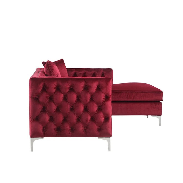 L Shaped Velvet Sofa 4 Seater Right Facing Sectional Sofas