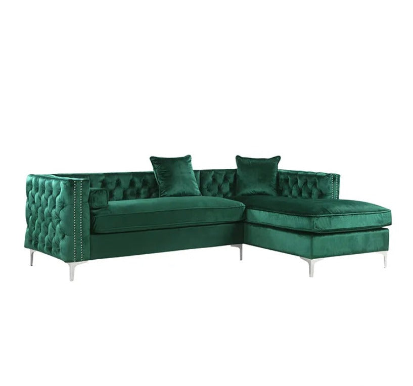 L Shaped Velvet Sofa 4 Seater Right Facing Sectional Sofas