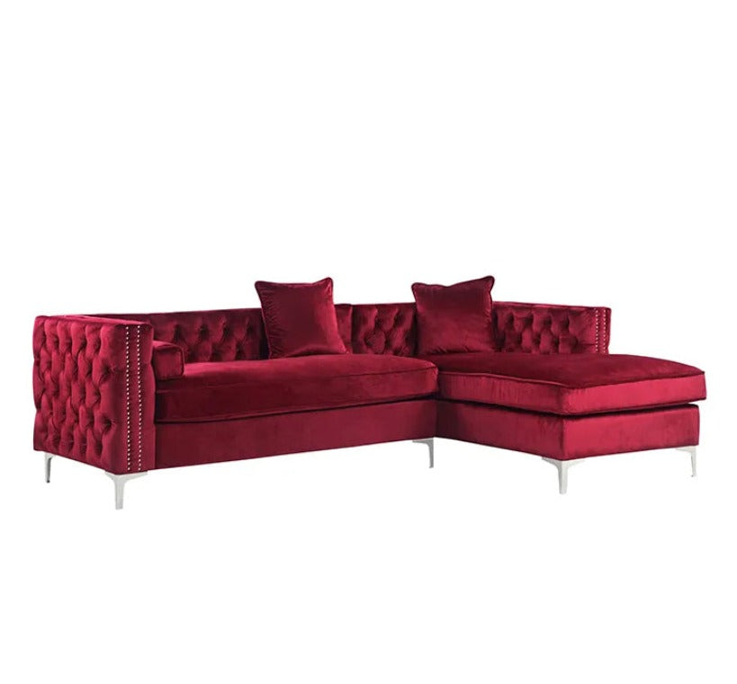 L Shaped Velvet Sofa 4 Seater Right Facing Sectional Sofas