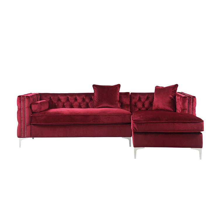 L Shaped Velvet Sofa 4 Seater Right Facing Sectional Sofas