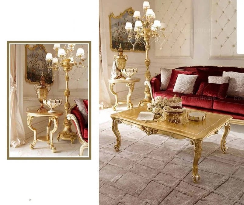 Baroque French Royal Red Velvet 3+2+1 Sofa Living Room Salon Luxury Furniture