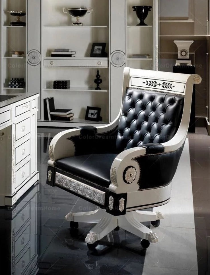 Office Room Design Classic White Office Furniture Handmade Carved Luxury Office Design