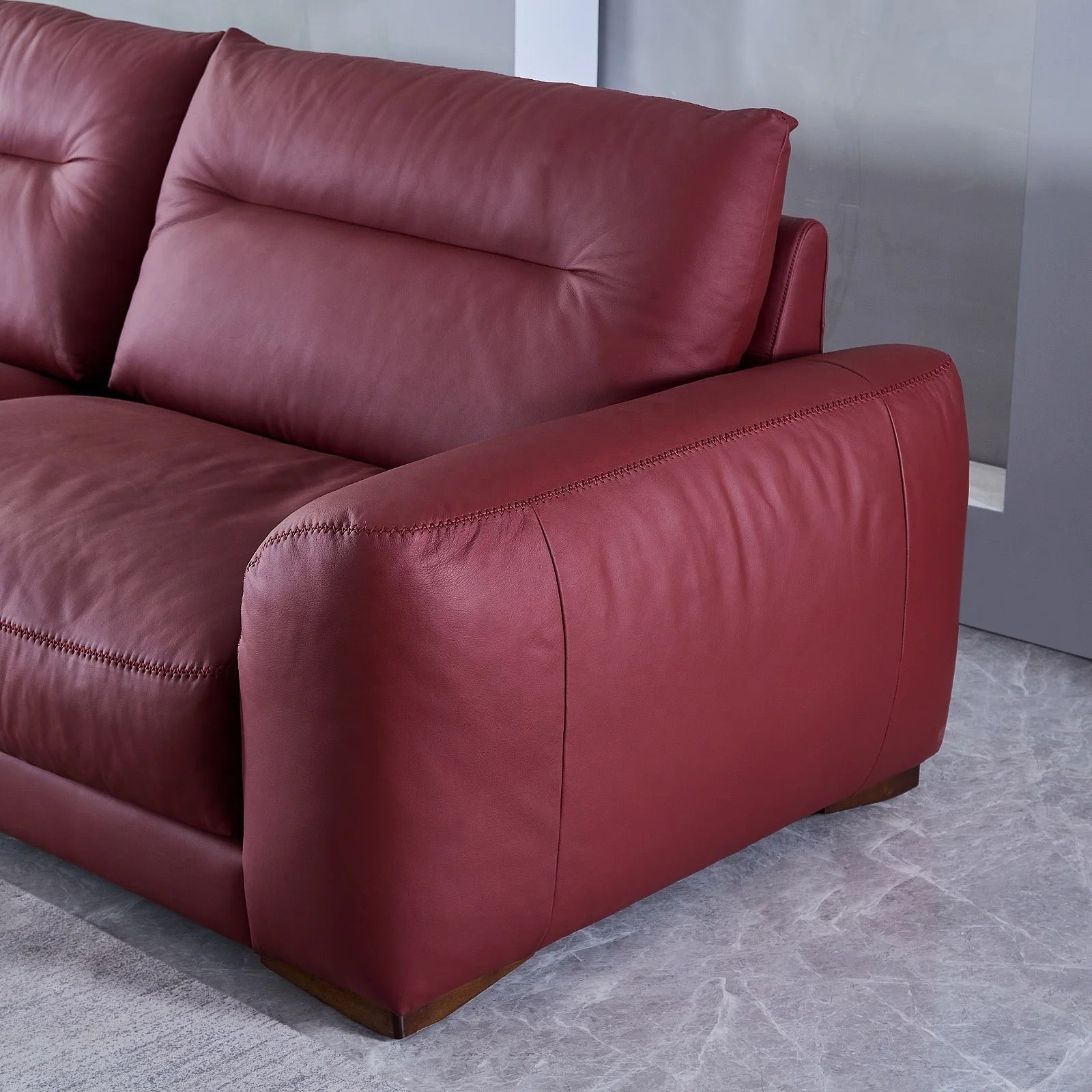 3 Seater Sofa Modern Red Living Room Sectional Leather Sofa