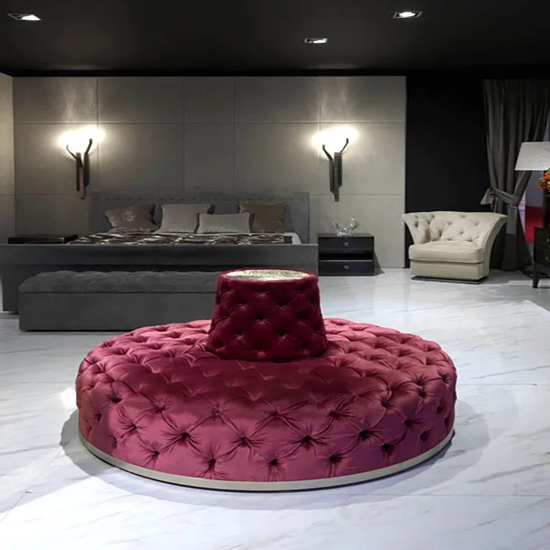 Circular Modern Lobby Red Tufted Round Sofa Design Sectional Velvet Button-Tufted Sofas