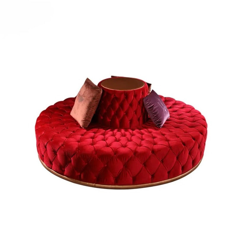 Circular Modern Lobby Red Tufted Round Sofa Design Sectional Velvet Button-Tufted Sofas