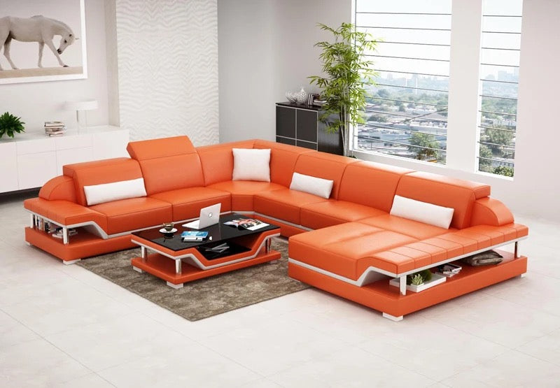 U Shaped Sofa High-end Apartment Modern Genuine Leather Furniture Sofas