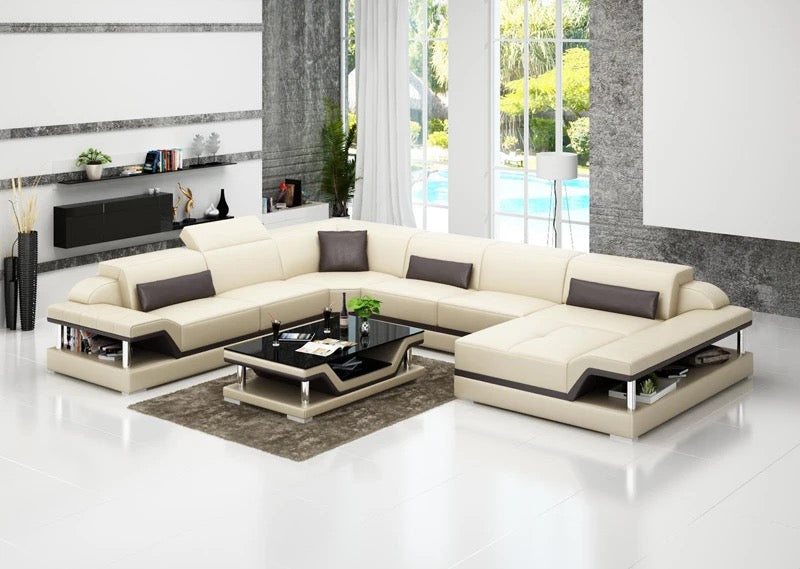 U Shaped Sofa High-end Apartment Modern Genuine Leather Furniture Sofas