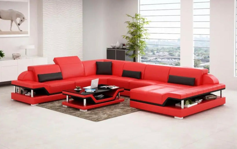 U Shaped Sofa High-end Apartment Modern Genuine Leather Furniture Sofas