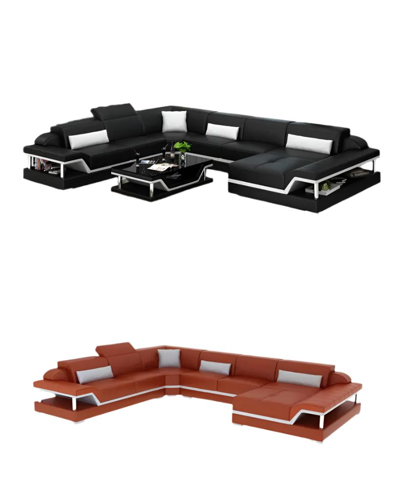 U Shaped Sofa High-end Apartment Modern Genuine Leather Furniture Sofas