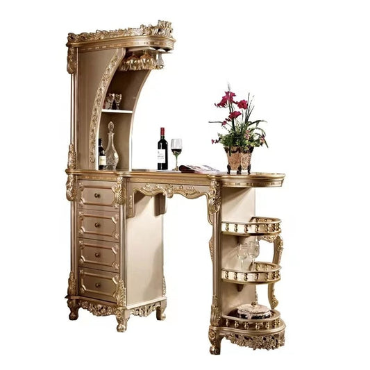 Living Room Bar Handcrafted Solid Wood Barock Design Luxury Cabinet