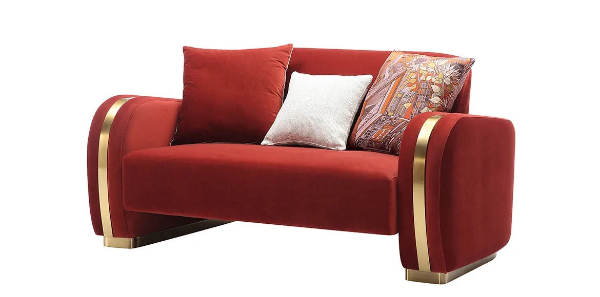 3+2+1 Sofa Set Luxury Living Room Red Velvet Sofas